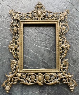 Antique Ornate Victorian Bronze Frame 9”x7” Caryatid, Griffins, Fruit & Flowers - Image 1 of 4