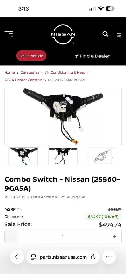 Interruptor combinado volante Nissan Armada compatible con 2008-2015 Foto 1 de 2