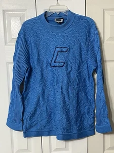 Vintage 90s Coogi Australia 3D Chunky Knit Crewneck Sweater Sz S Blue Monotone - Picture 1 of 10
