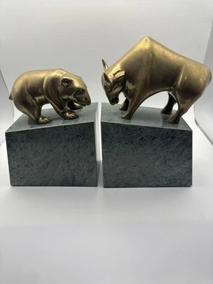 Mid Century Modern Stock Market Bookends/The Bull and Bear of Wall Street Statue - Image 1 of 4