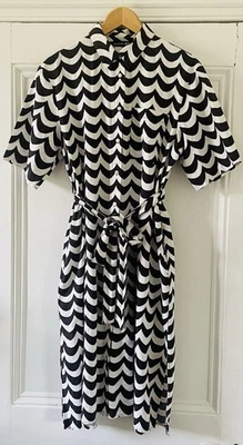 Uniqlo Marimekko Womens Black White Short-Sleeve Linen Blend Dress XS / S UK 6-8 - Image 1 of 4