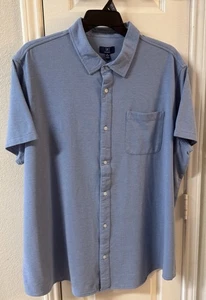 George Knit Button Down Short Sleeve Blue Men's 3XL (54-56) - Picture 1 of 6