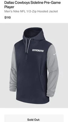 Chaqueta de media cremallera para hombre Nike Navy Dallas Cowboys 2024 línea lateral previa al juego TALLA 4XL Foto 1 de 4
