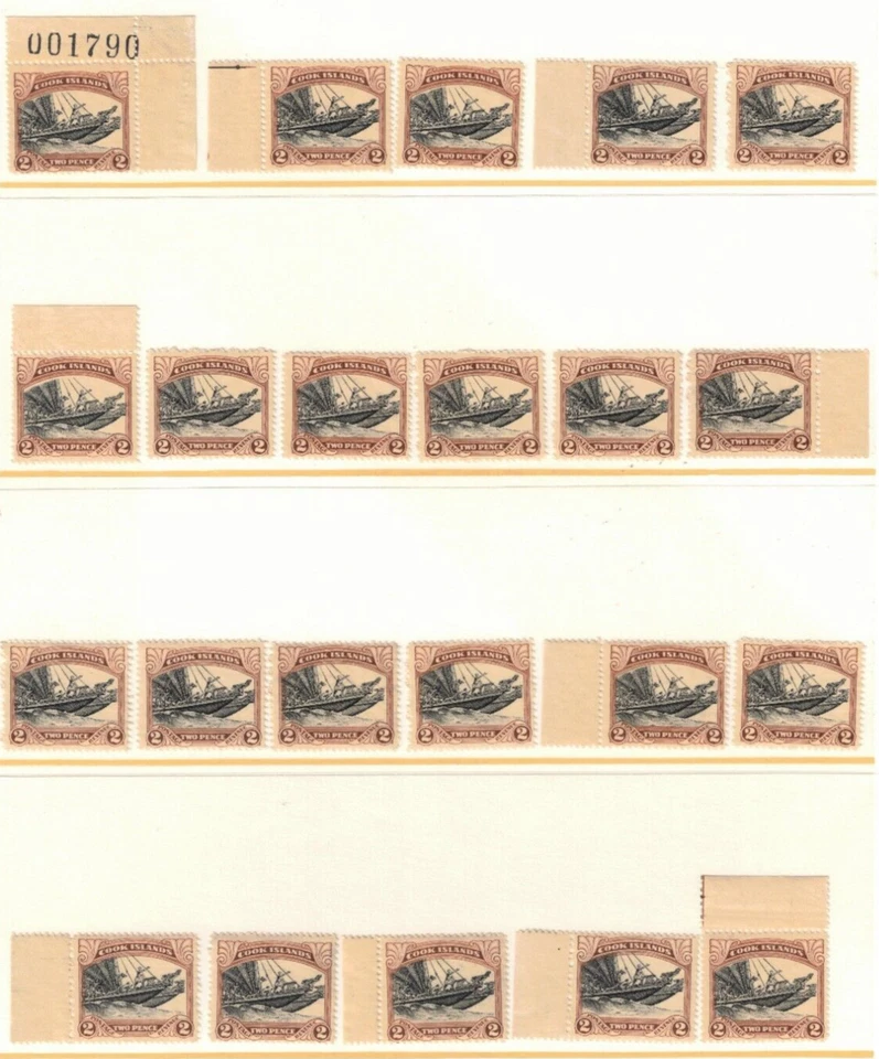 56 estampillas de canoa doble de las Islas Cook como nuevas MNH Foto 1 de 3