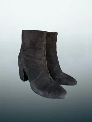 Botines de cuero gamuza negros Robert Clergerie de diseñador vintage talla 38/9 EE. UU. Foto 1 de 4