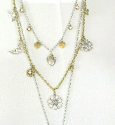 Nuevo collar 4 en 1 con dije de marca Lucky en capas con sol/pájaro/corazón/borla/flor Foto 1 de 4