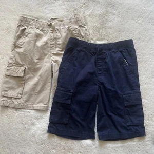 Lot 2 Gymboree Boys 12 Shorts Pull On Navy Blue & Khaki Elastic Waist - Picture 1 of 13