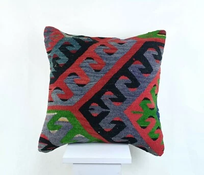 Throw Pillow Cover 18x18 Handmade Turkish Traditional Oushak Kilim Cushion A1438 - Image 1 of 4