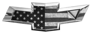 2x BW American Flag Universal Chevy Silverado Vinyl Decal Emblem Overlay Sticker - Foto 1 di 4