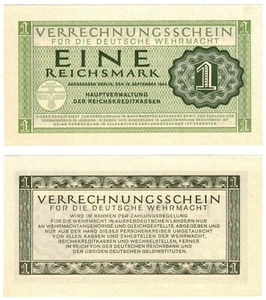 1944 Germany Military Wehrmacht 1 Reichsmark Banknote Pm38 UNC - Picture 1 of 1