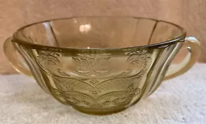 Vintage Federal Glass Amber Madrid Pattern Cream Soup 2 Handles 4 5/8 Inches - Picture 1 of 7