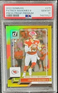 Patrick Mahomes 2022 Donruss Press Proof Premium Gold PSA 10! Kansas City Chiefs