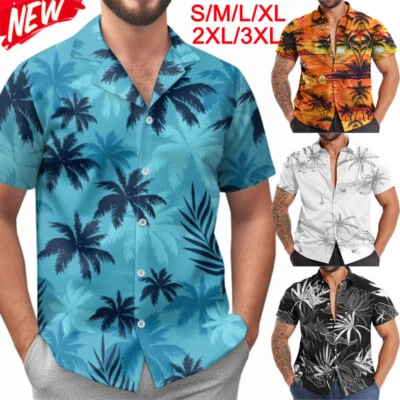 Para Hombres Camisas Hawaianas Manga Corta Estampado de Palma Playa Prendas para el torso Fiesta Vestido Elegante Ciervo Foto 1 de 4