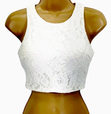 Camiseta sin mangas corta My Michelle encaje floral blanca 3 XS S jóvenes mujeres festival hadas Foto 1 de 4