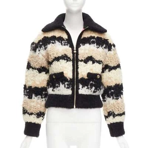 CHANEL 20N Coco Neige CC pearl zip cream wool cashmere cropped bomber FR34 XS - Picture 1 of 10