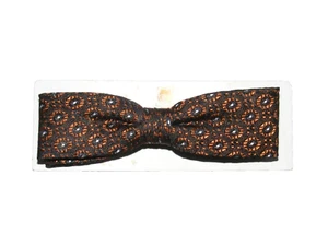 50S BOW TIE SMALL SLENDER BROWN SHADES CIRCLE PATTERN DEADSTOCK ON CARD VINTAGE - Picture 1 of 4