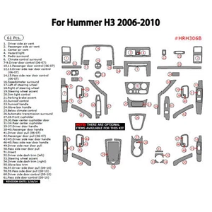 48Pcs Carbon Fiber Wood Grain Kits Interior Trim Sticker For Hummer H3 2006-2010 - Picture 1 of 10