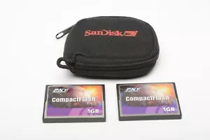 2x 1GB PNY CF Compact Flash Cards in case, formatted, nice - Picture 1 of 4