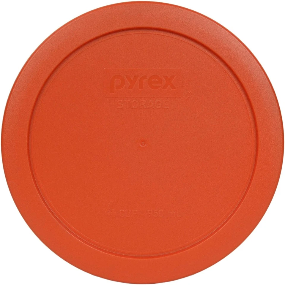 PYREX 7201-pc Round 4 Cup Storage Lid for Glass Bowls (2 Pumpkin Orange)