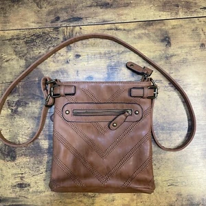 Black Rivet Brown Leather Crossbody Adjustable Strap 9x9 1/2 Bag ,purse - Picture 1 of 14