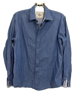 Camisa Age of Wisdom Para Hombre Talla M Manga Larga Perla Botón a Presión Algodón Cambray Foto 1 de 4