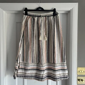 Ladies Weird Fish 100% Organic Cotton Casual MIDI Skirt - Sz12 Muted Stripe - Picture 1 of 6