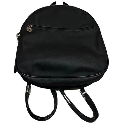 Mandarina Duck Backpack Nylon Leather Trim Mini Round Black 10"x12.5"x4" - Image 1 of 4