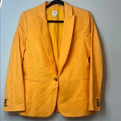 J. Blazer feminino Crew amarelo ousado linho algodão jaqueta casual empresarial tamanho 10 - Imagem 1 de 4