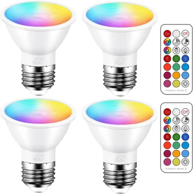 Par16 Led Light Bulbs 40 Watt Equivalent Color Changing E26 Screw 45° Beam 4 Pck - Image 1 of 4