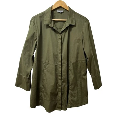 Habitat Womens The One Hidden Placket Button Up Shirt Size XL Green 3/4 Sleeve - Image 1 of 4