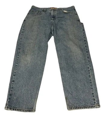 Jeans masculino Savane tamanho 36x30 (35x28) relaxado cônico azul claro lavagem *FLAW - Imagem 1 de 4