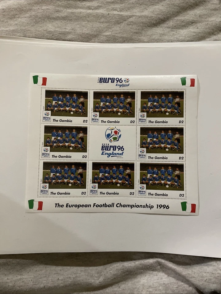 Hoja de estampillas de recuerdo de la selección italiana de fútbol de Gambia 1996 MNH Foto 1 de 1
