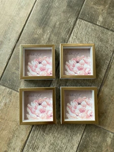 Set of 4 White & Gold Colour Edge Trim Frame Picture 3.5” x 3.5” Box Arts Crafts - Picture 1 of 9