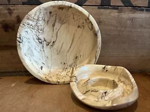 Lote de 2 Piezas Hecho a Mano Tazón de Madera Haya Dividida Loveland Colorado - Imagen 1 de 8
