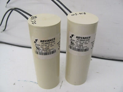 LOT OF 2 ADVANCE BALLAST CAPACITORS 7C260P33R 330VAC 50/60HZ USED - Image 1 of 3