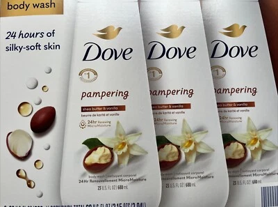 Dove Pampering Shea Butter & Vanilla Body Wash 3 pk./23 oz. - Image 1 of 4