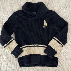 Polo Ralph Lauren Cotton Knit Pullover Sweater Youth Boys 6 Shaw Neck Big Pony - Picture 1 of 9
