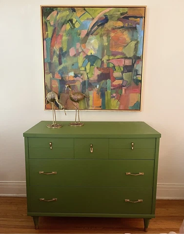 Mid century  Lowboy Dresser, Sage Green. Shipping Available Cover