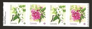Canada 2021 Crab Apple Blossoms Flowers Coil END Strip VF-NH - Picture 1 of 2