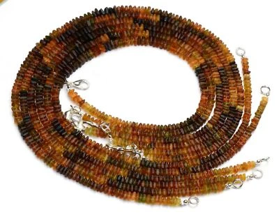 Natural Gem Brazil Multi Tourmaline Unpolished 4-5mm Square Beads Necklace 16" - Image 1 of 4