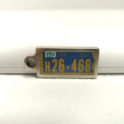 RARE VTG Disabled Veterans Mini License Plate Key Chain Ring PENNSYLVANIA 1958 - Image 1 of 2