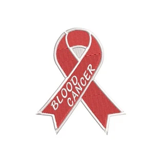 Cinta de apoyo para concientización sobre el cáncer de sangre parche rojo bordado aplique de hierro - Imagen 1 de 12