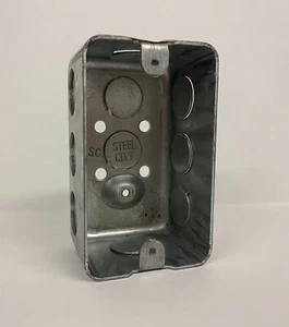Steel City Utility Box, 68361, 1/2" KOs, 4-1/8"x2-1/2"x1-15/16", Steel, 1 Gang - Picture 1 of 4