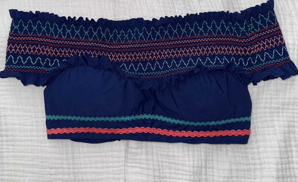 Top de natación rojo Carter Anthropologie azul marino Ipanema con hombros descubiertos S Foto 1 de 1