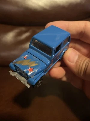 Jeep CJ7 Hong Kong CJ-7 diecast 1/64 vintage años 80 sin marca capó se abre azul Foto 1 de 4