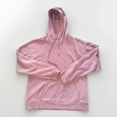 RVCA Hoodie Women’s Medium Pink Pullover Sweatshirt Flower Logo - Image 1 of 4