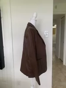 Pre-owned Metrostyle Brown Leather Jacket Women's Size 8 - Picture 1 of 12