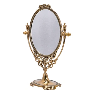Miroir De Table Ovale Avec Cadre En Laiton Miroirs À Poser Basculants Neuf - Imagen 1 de 4