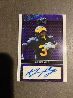2024 Leaf Collective FB A.J. Henning Purple Shimmer Auto #4/8 Northwestern - Image 1 of 2