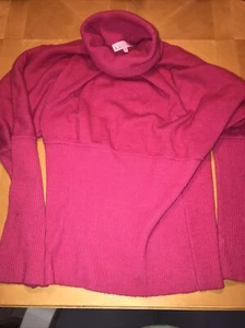 knitwit womens turtle neck cashmere sweater size small pink - Picture 1 of 4